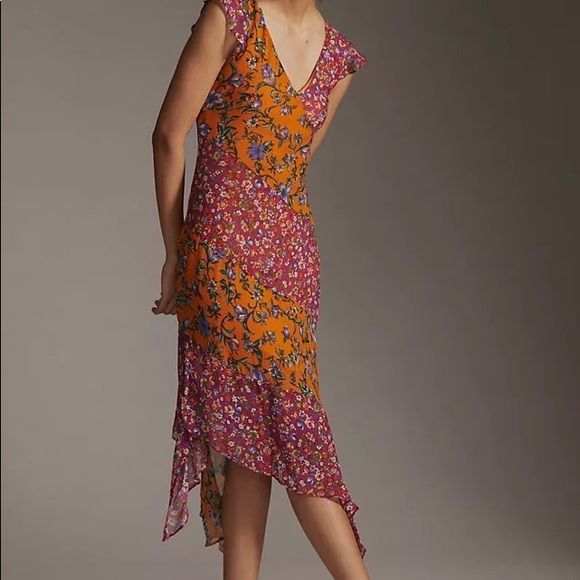 NWT ANTHROPOLOGIE HANKY-HEM MIDI DRESS IN MEDIUM ORANGE - Picture 11 of 11